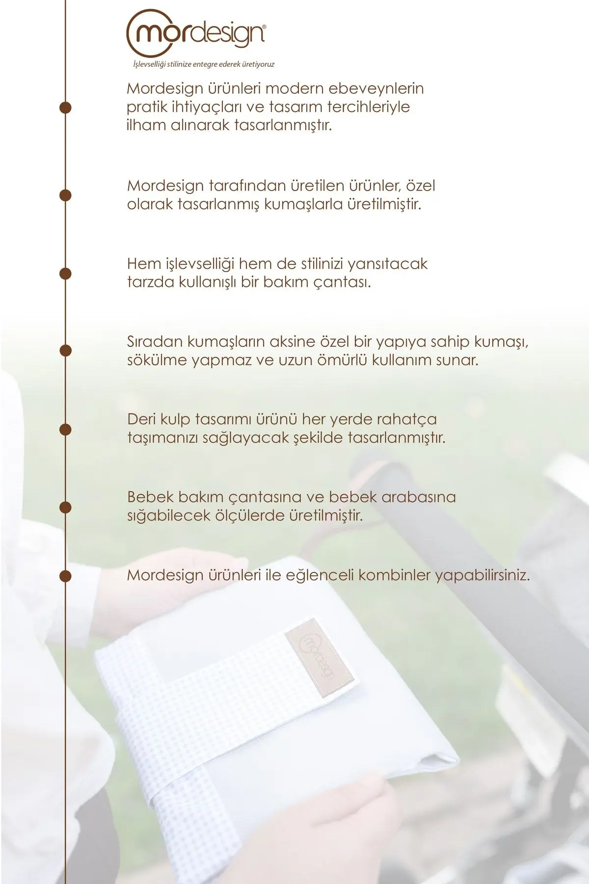 Bebek Alt Açma Bakım Çantası, Anne Bebek Organizeri, Yıkanabilir, Kir Tutmaz, Junior Serisi, Bej