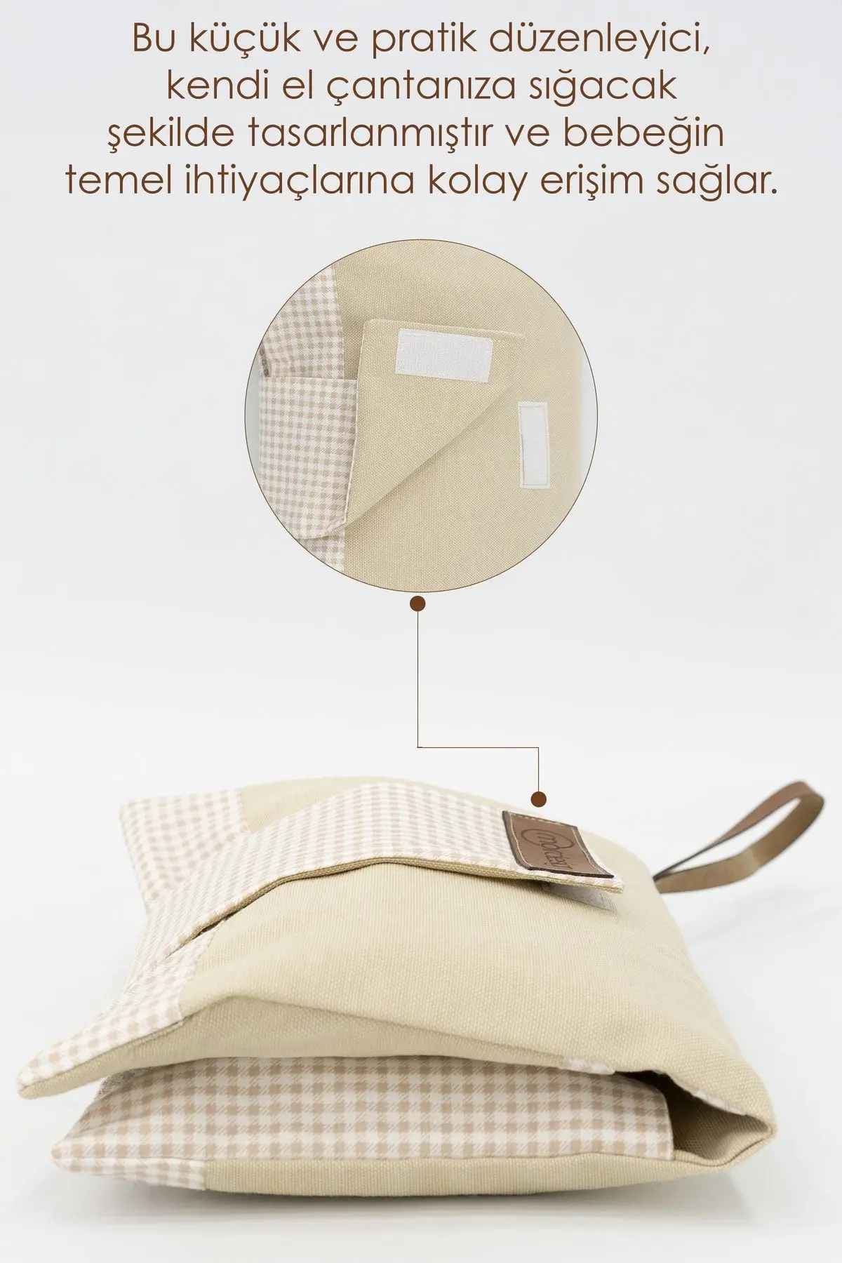 Bebek Alt Açma Bakım Çantası, Anne Bebek Organizeri, Yıkanabilir, Kir Tutmaz, Junior Serisi, Bej