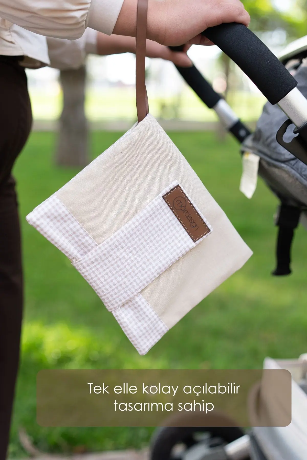 Bebek Alt Açma Bakım Çantası, Anne Bebek Organizeri, Yıkanabilir, Kir Tutmaz, Junior Serisi, Bej