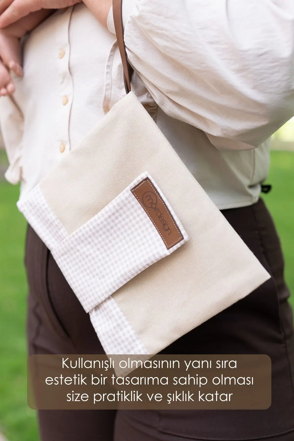 Bebek Alt Açma Bakım Çantası, Anne Bebek Organizeri, Yıkanabilir, Kir Tutmaz, Junior Serisi, Bej