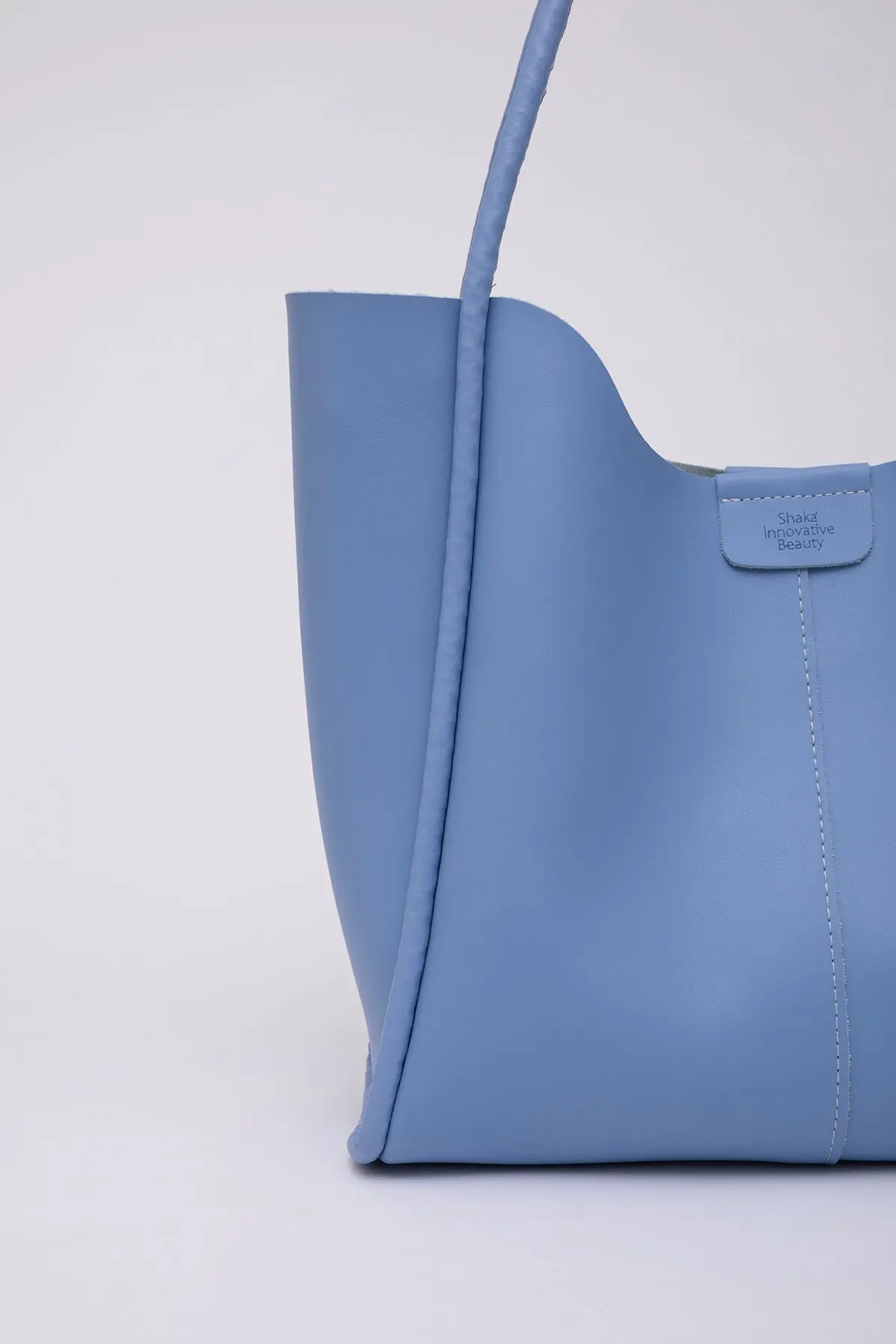 Mavi Shk76 Çıtçıtlı Fitil Askılı Suni Deri Makyaj Çantalı Büyük Boy Kadın El Ve Omuz Çantası U:29 E