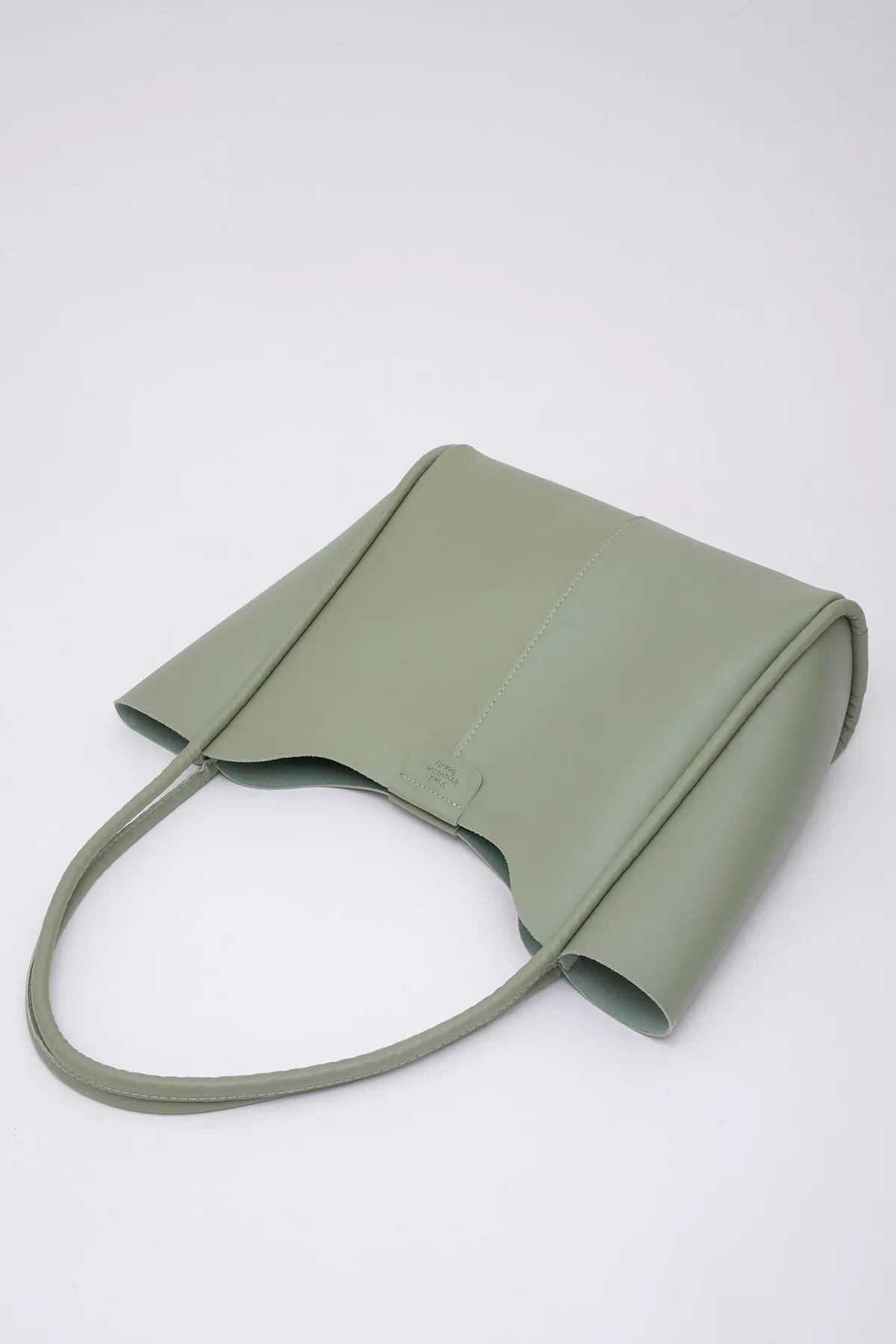 Yeşil Shk76 Çıtçıtlı Fitil Askılı Suni Deri Makyaj Çantalı Büyük Boy Kadın El Ve Omuz Çantası U:29