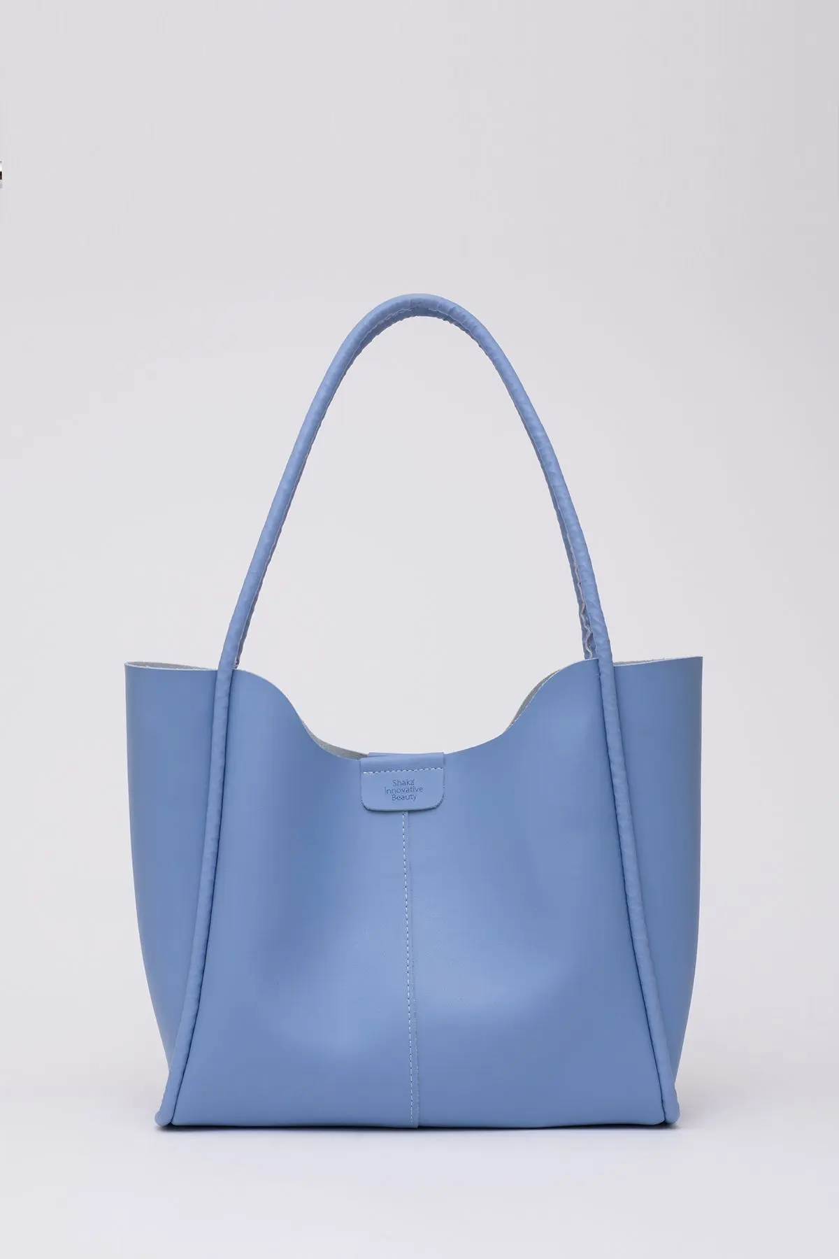 Shaka Mavi Shk76 Çıtçıtlı Fitil Askılı Suni Deri Makyaj Çantalı Büyük Boy Kadın El Ve Omuz Çantası U:29 E