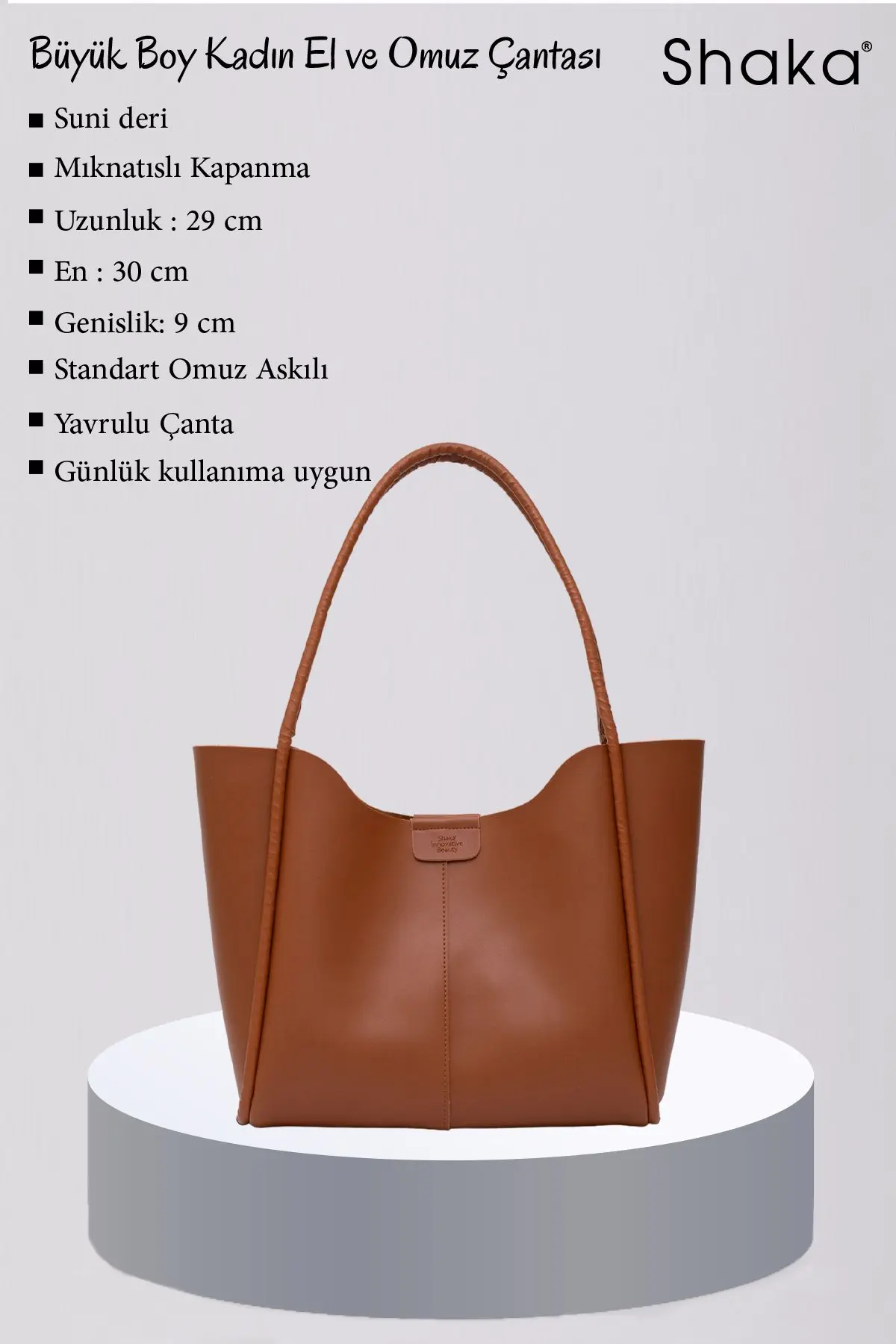 Taba Shk76 Çıtçıtlı Fitil Askılı Suni Deri Makyaj Çantalı Büyük Boy Kadın El Ve Omuz Çantası U:29 E