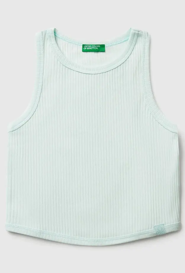 Kız Çocuk Su Yeşili Fitilli Crop Atlet
