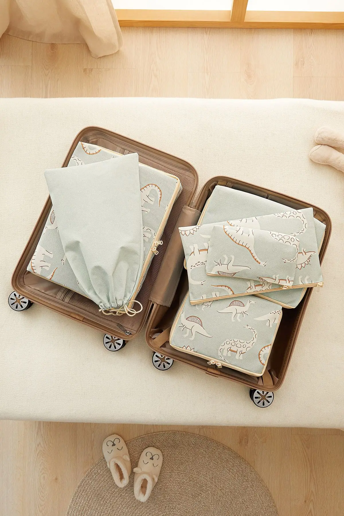 6'lı Çocuk Odası Dinozor Valiz Düzenleyici Bavul İçi Organizer Set