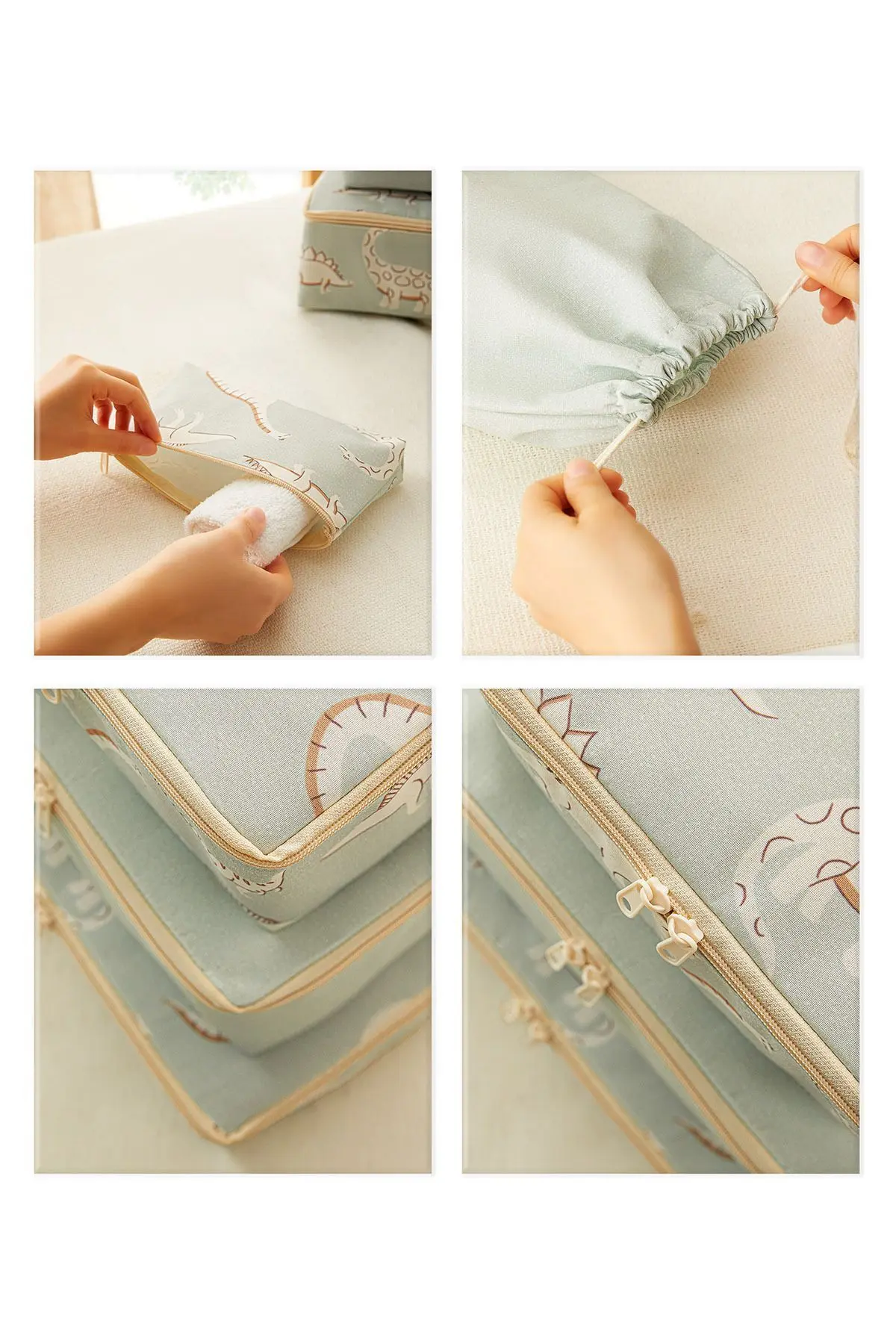 6'lı Çocuk Odası Dinozor Valiz Düzenleyici Bavul İçi Organizer Set