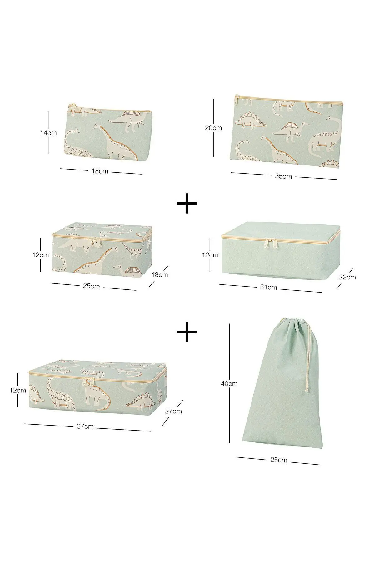 6'lı Çocuk Odası Dinozor Valiz Düzenleyici Bavul İçi Organizer Set