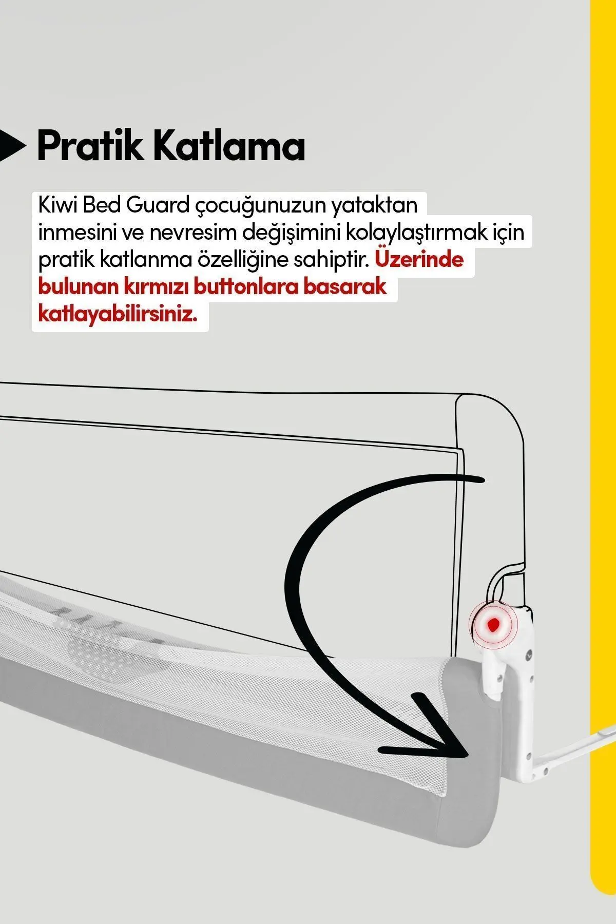 Çocuk Yatak Koruyucu Bariyeri Ve Yatak Korkuluğu, Ekstra Dolgulu Kumaş Bed Guard