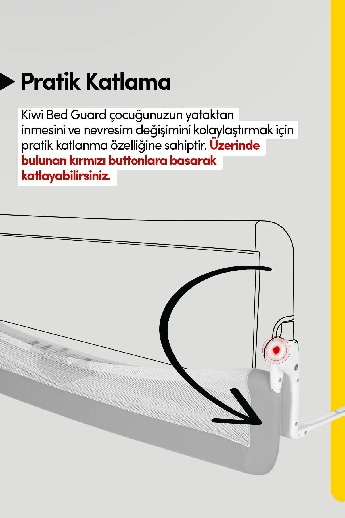 Çocuk Yatak Koruyucu Bariyeri ve Yatak Korkuluğu, Ekstra Dolgulu Kumaş Bed Guard