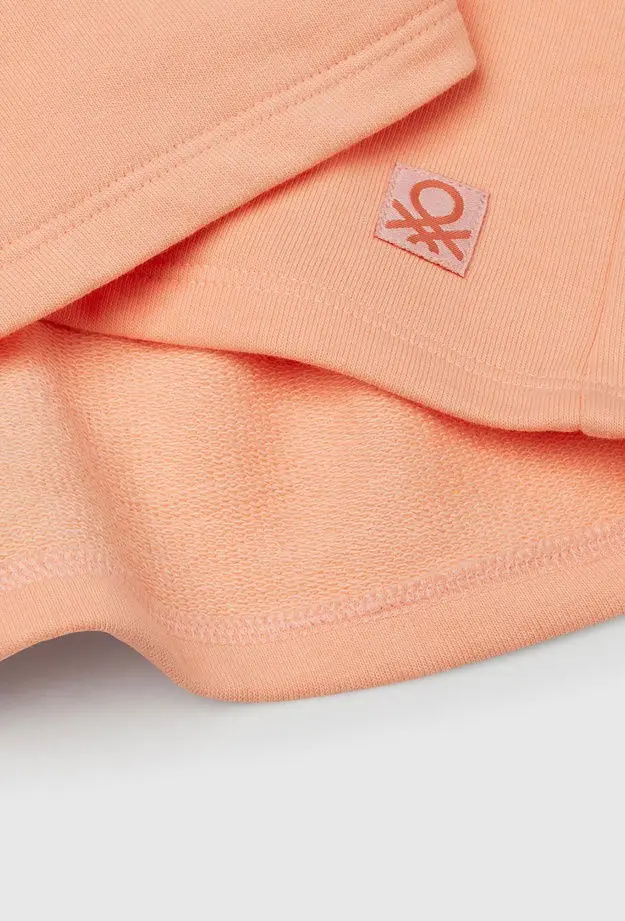 Kız Çocuk Yavruağzı Logo Etiketli Pileli Bel Bantlı Etek