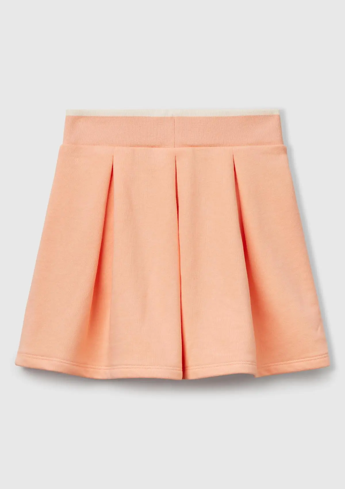 Kız Çocuk Yavruağzı Logo Etiketli Pileli Bel Bantlı Etek