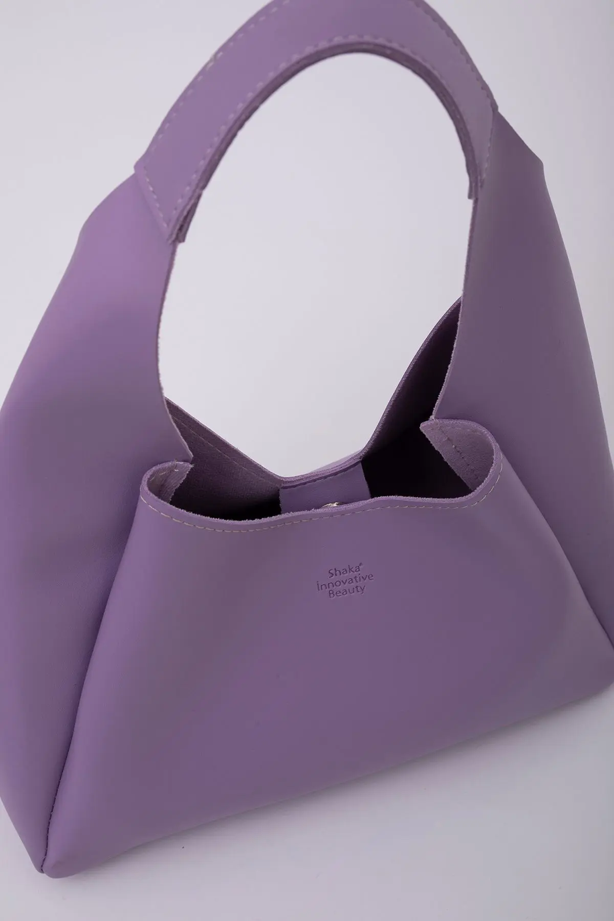 Lila Shk19 Çıtçıt Kapatmalı Suni Deri Fermuarlı Makyaj Çantalı El Ve Omuz Çantası E:33 U:15 G:10 Cm