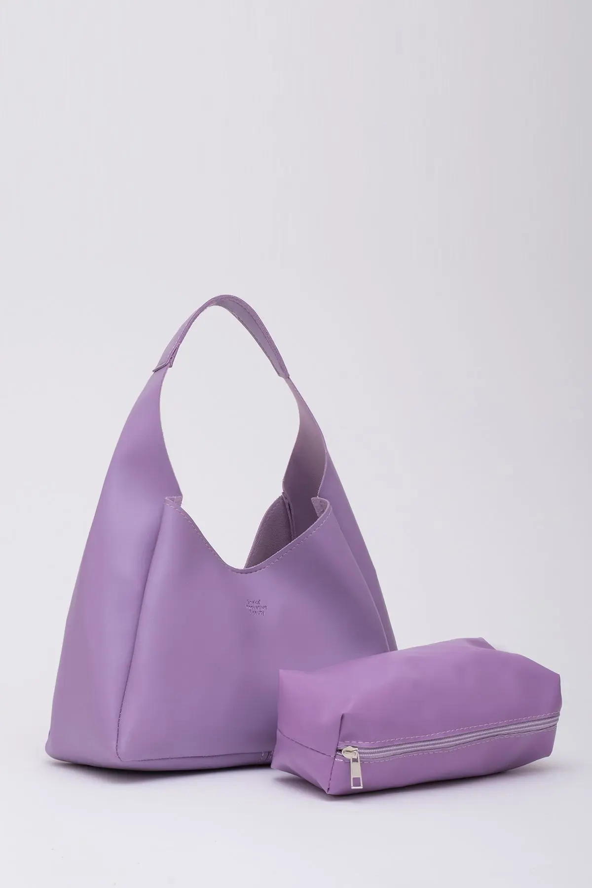 Lila Shk19 Çıtçıt Kapatmalı Suni Deri Fermuarlı Makyaj Çantalı El Ve Omuz Çantası E:33 U:15 G:10 Cm