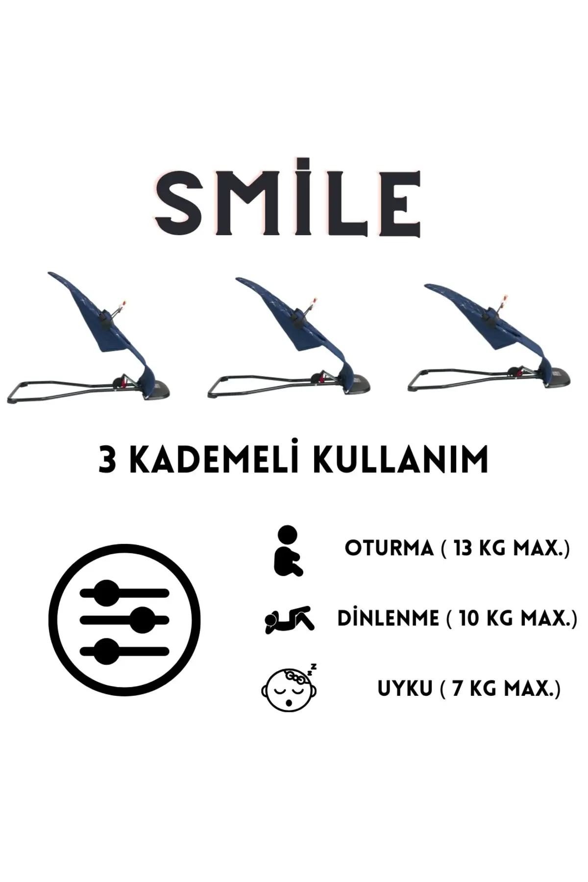 Smile Cotton Sallanır Üç Kademeli Ana Kucağı ( Oyuncak Aparatı Ve Seyahat Çantası )