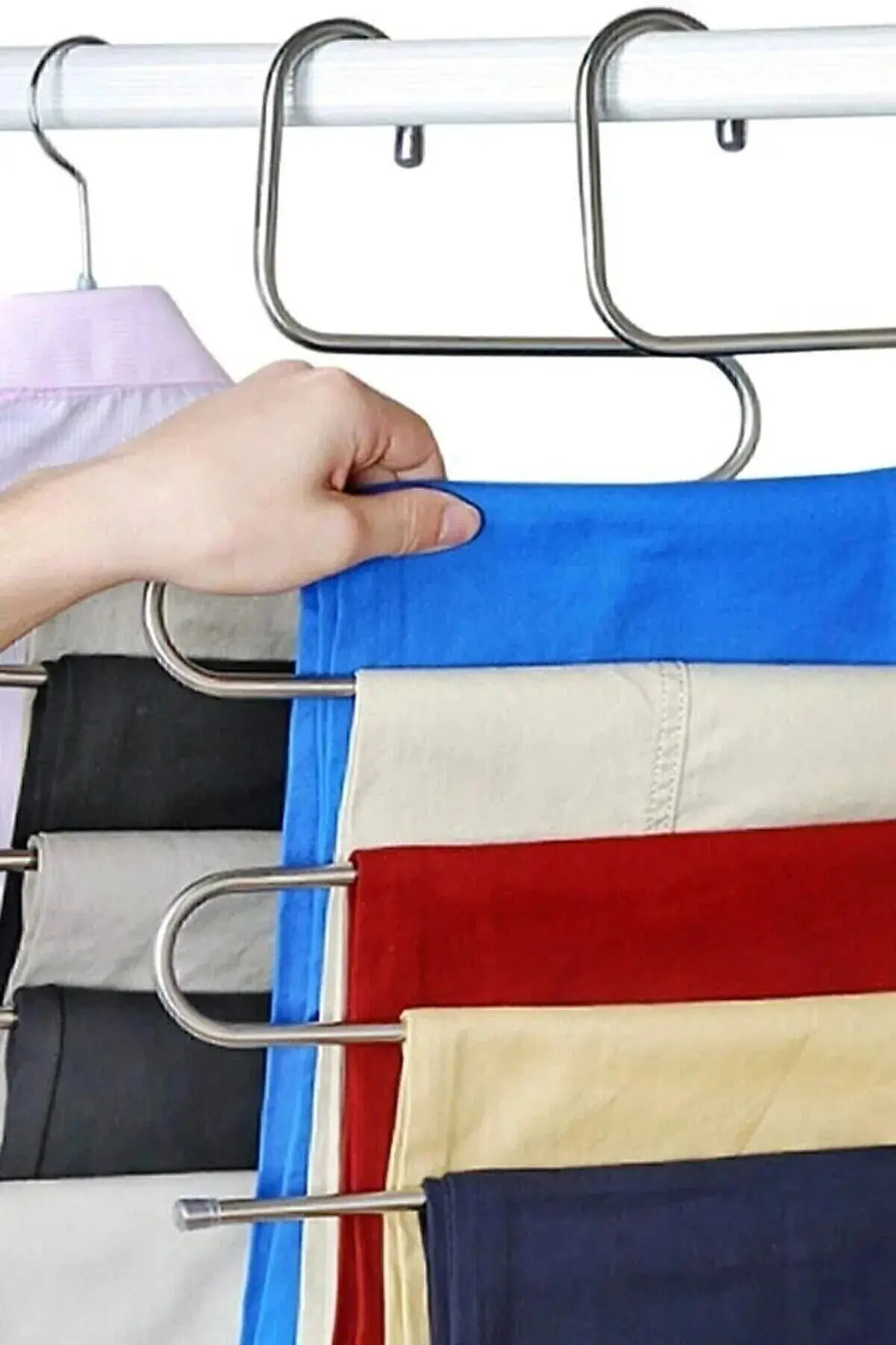 Dekoratif Metal Dolap Içi Krom Askı Pantolon Askısı Çoklu Askılık