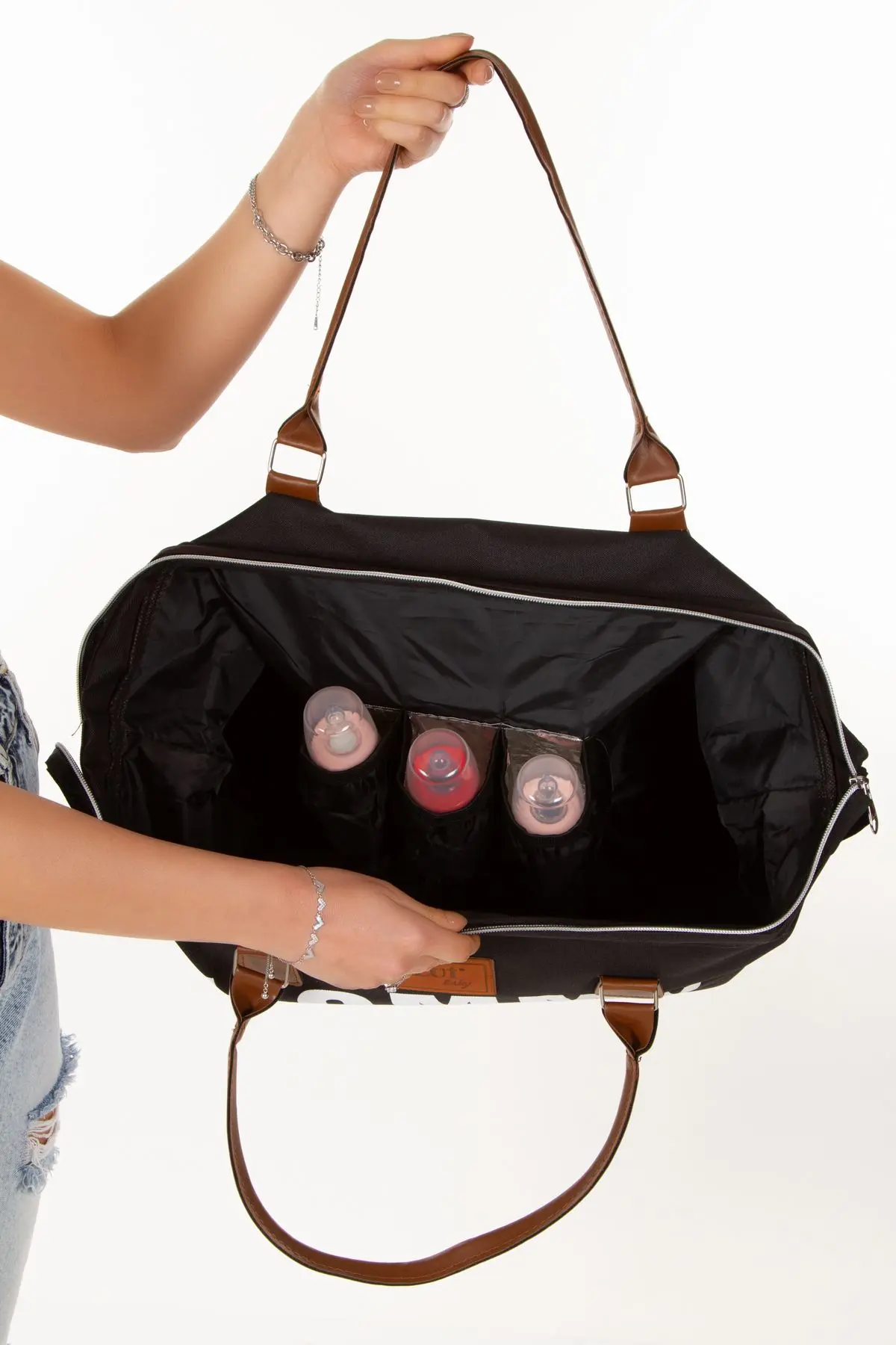 Anne Bebek Bakım Sırt Çantası Termal Biberonlu Ve Mommy Bag Anne Bebek Bakım Çantası Termal Biberon