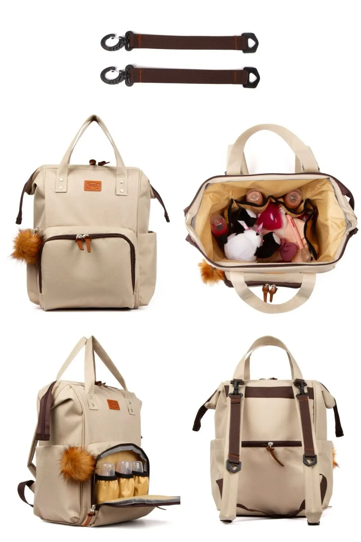Anne Bebek Bakım Sırt Çantası Termal Biberonlu Ve Mommy Bag Anne Bebek Bakım Çantası Termal Biberon