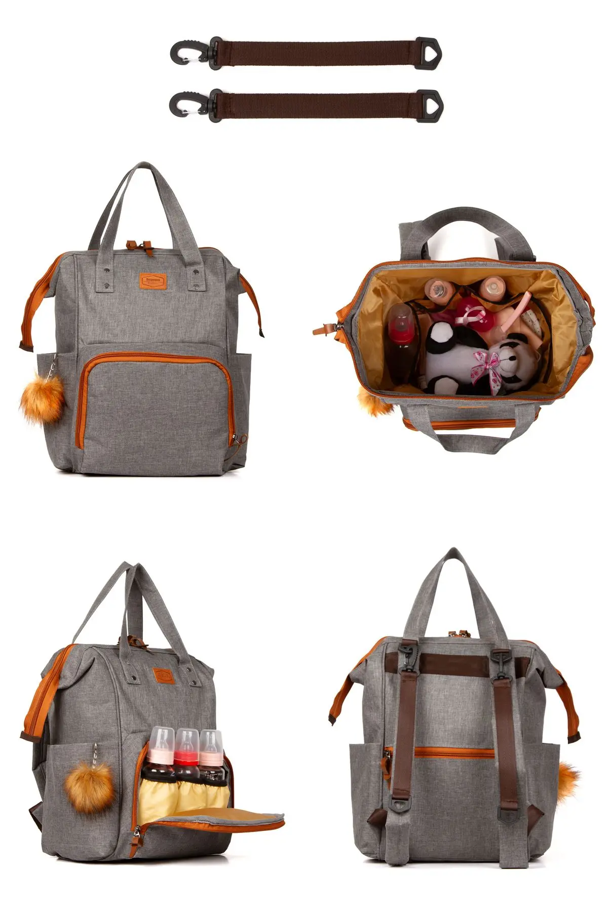 Anne Bebek Bakım Sırt Çantası Termal Biberonlu Ve Mommy Bag Anne Bebek Bakım Çantası Termal Biberon