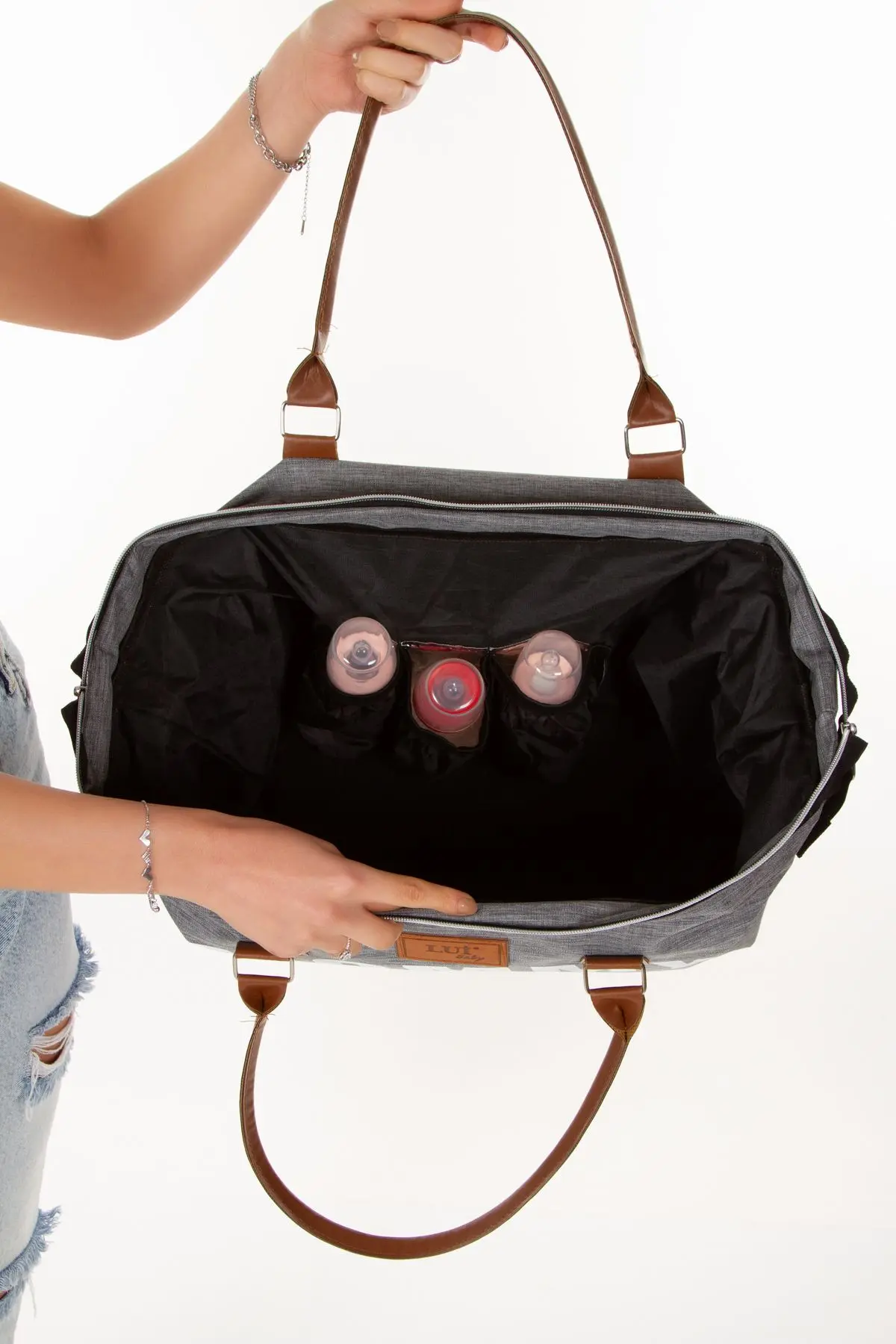 Anne Bebek Bakım Sırt Çantası Termal Biberonlu Ve Mommy Bag Anne Bebek Bakım Çantası Termal Biberon