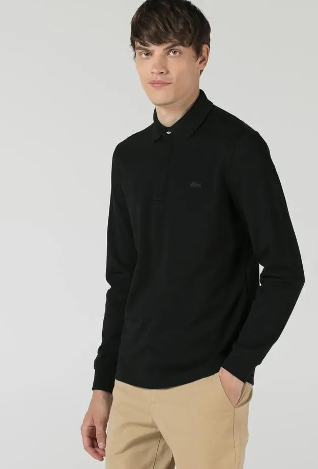 Lacoste Erkek Regular Fit Uzun Kollu Siyah Paris Polo