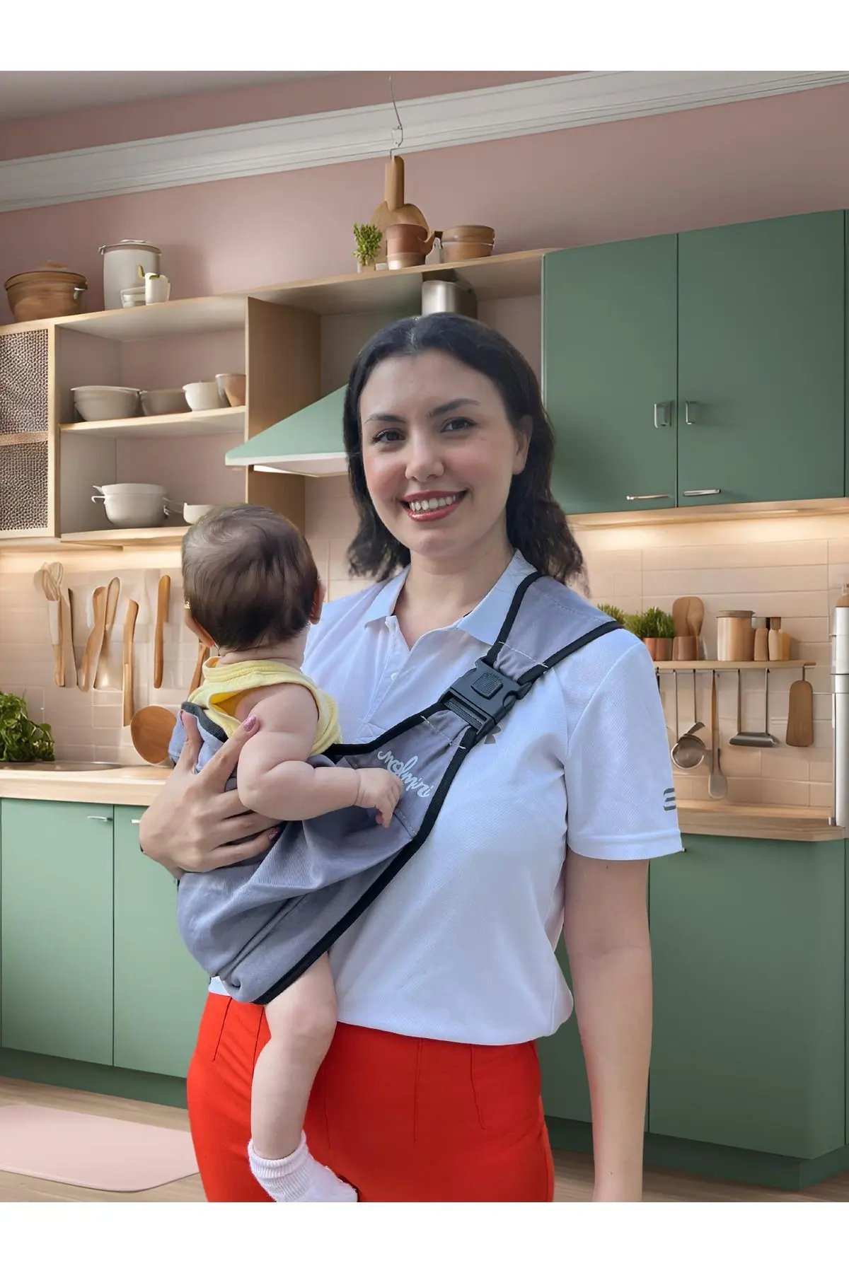 Lüx Ekstra Güvenli Kilit Sistemli Sling %100 Pamuk Bebek Taşıyıcı Puset Ana Kucağı Kanguru