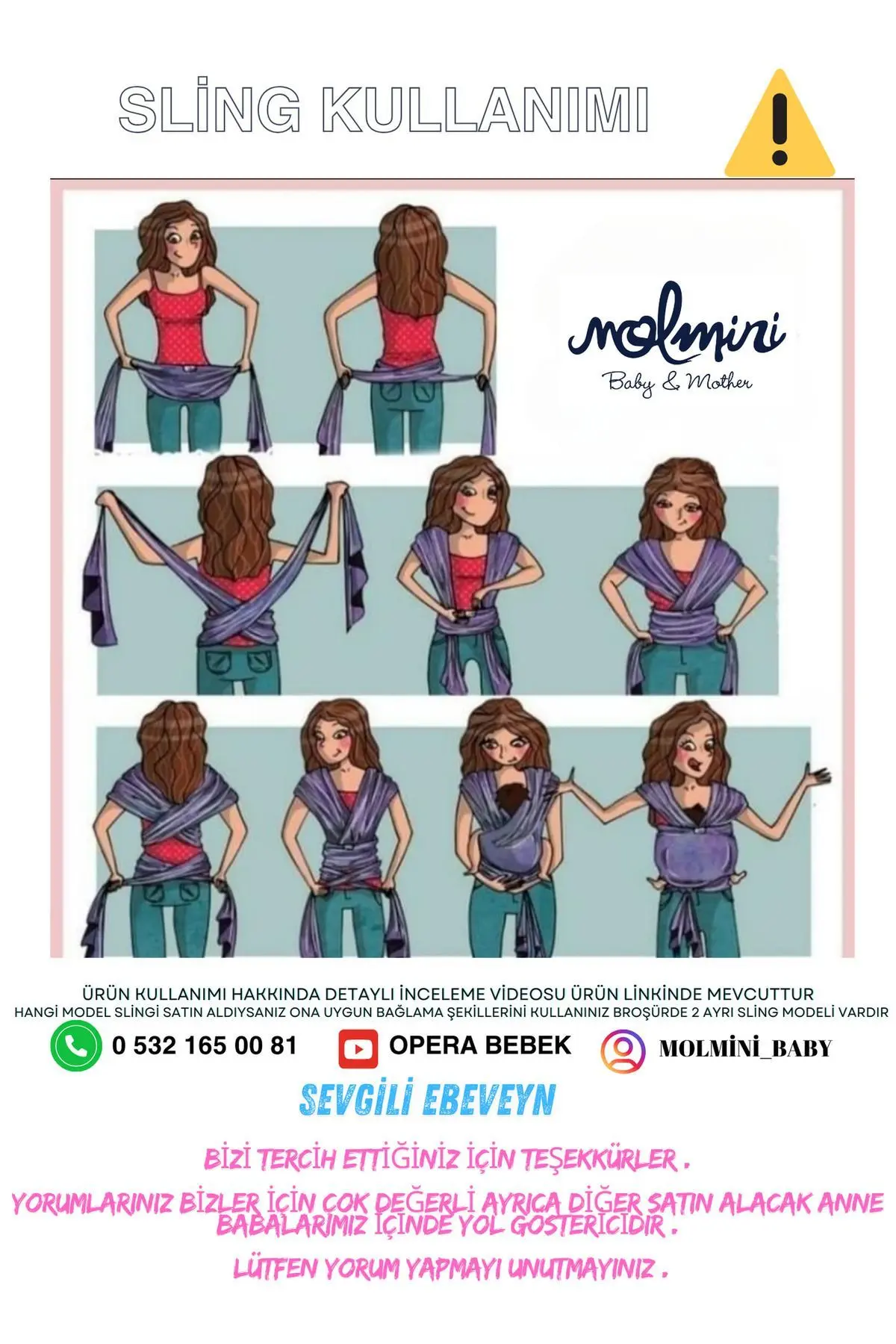 Premium Sling Pamuklu Esnek Wrap Kanguru Anakucağı Taşıma