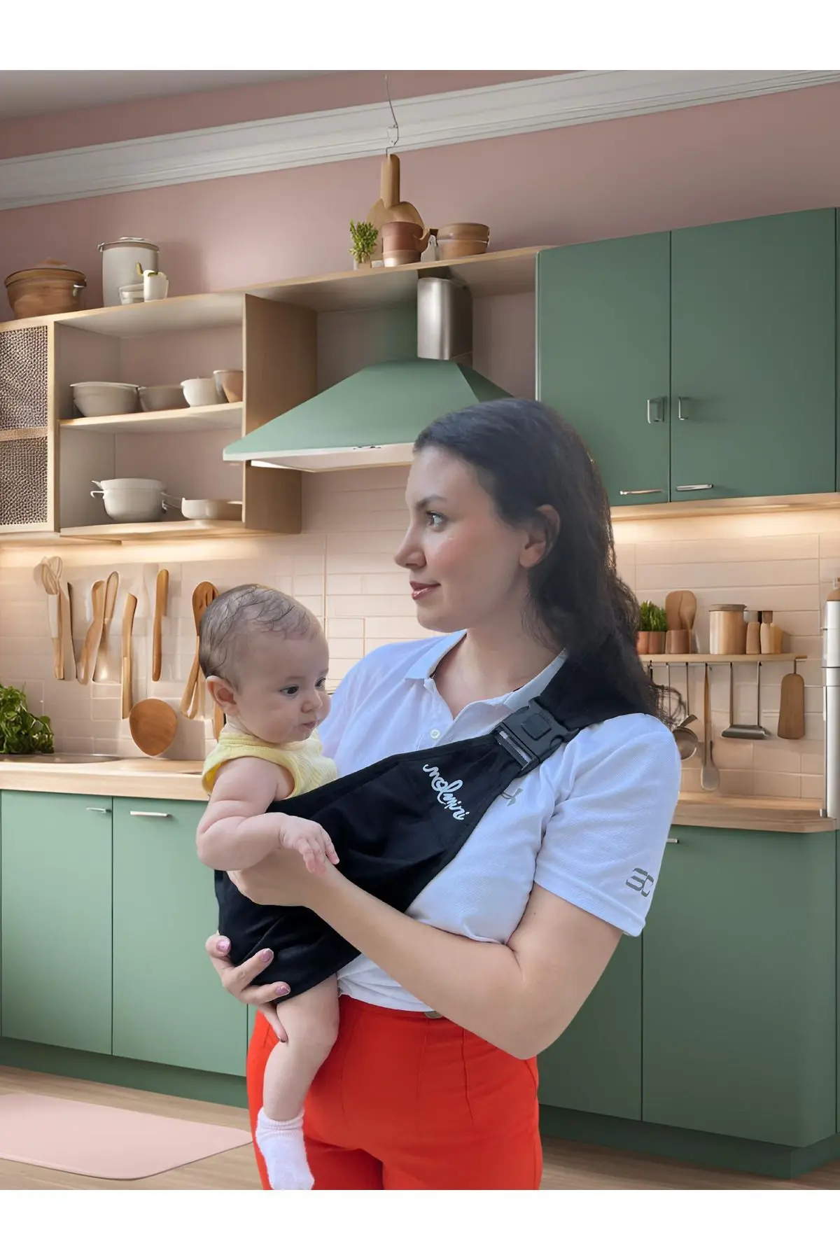 Lüx Ekstra Güvenli Kilit Sistemli Sling %100 Pamuk Bebek Taşıyıcı Puset Ana Kucağı Kanguru