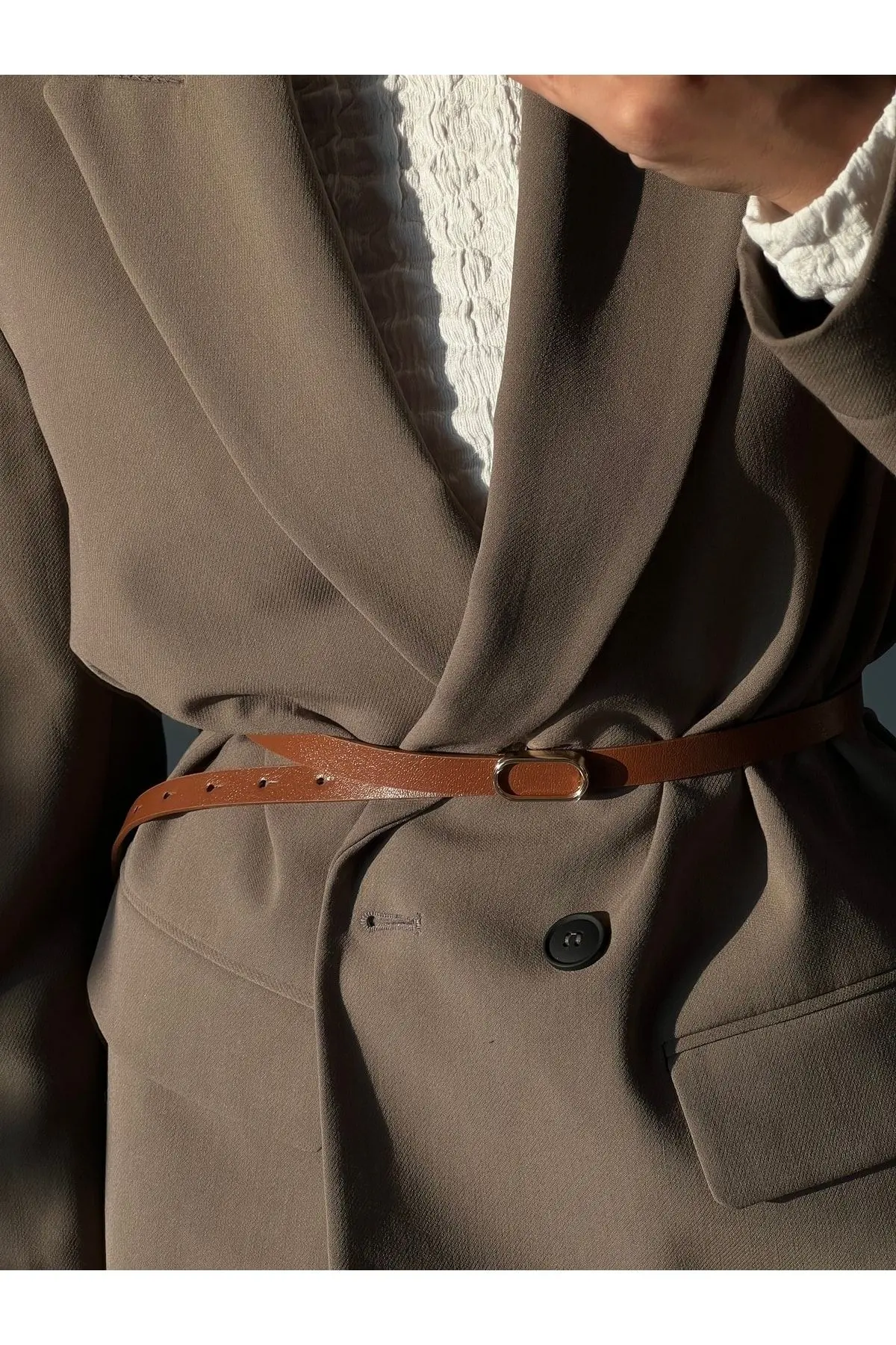 Ithal Oval Gold Tokalı Ince Kemer, Pantolon Kemeri, Gömlek Kemeri, Ceket Kemeri