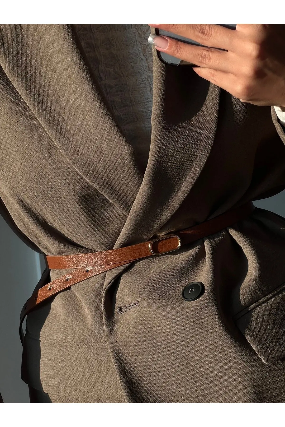 Ithal Oval Gold Tokalı Ince Kemer, Pantolon Kemeri, Gömlek Kemeri, Ceket Kemeri