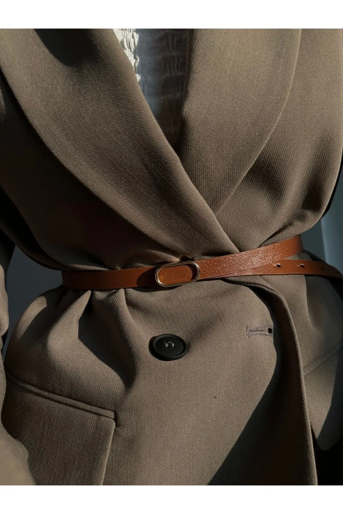 Ithal Oval Gold Tokalı Ince Kemer, Pantolon Kemeri, Gömlek Kemeri, Ceket Kemeri