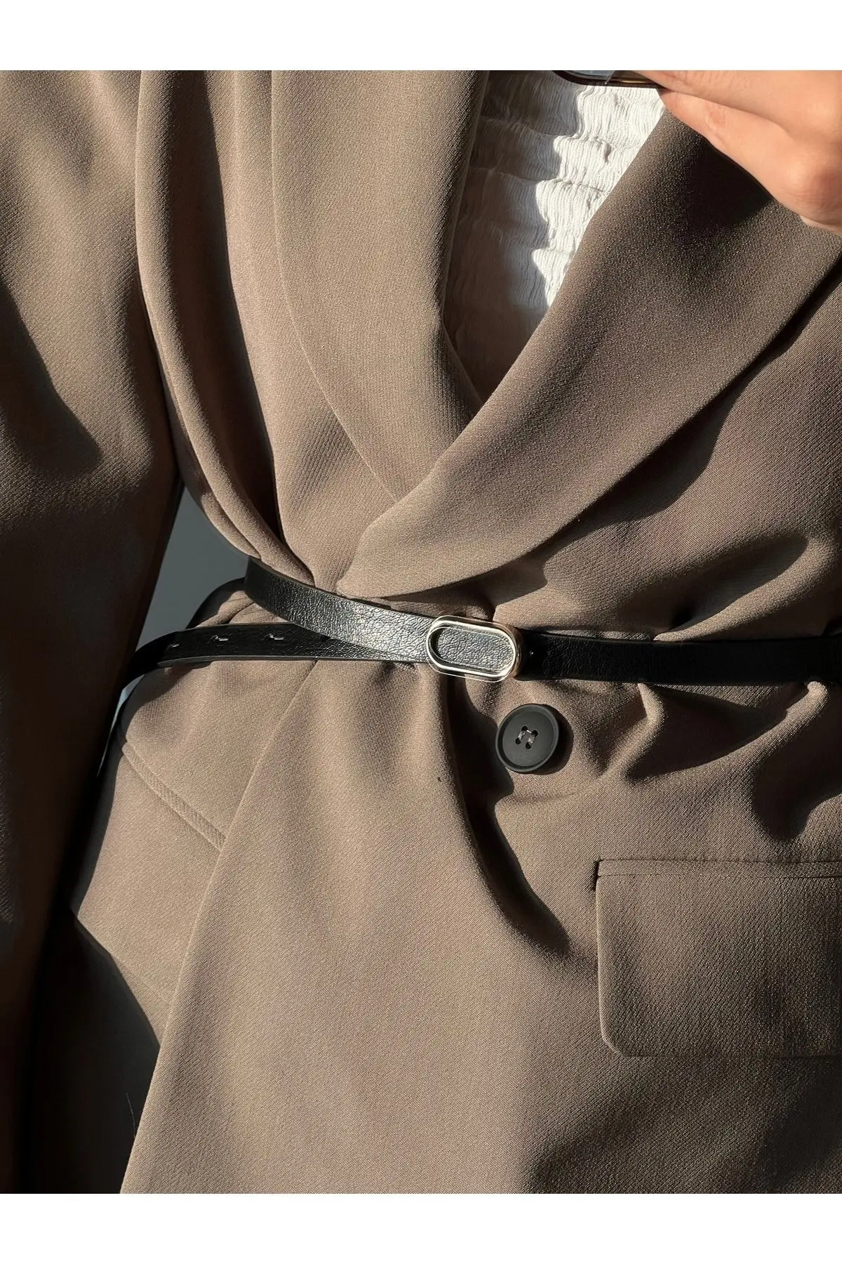 Ithal Oval Gold Tokalı Ince Kemer, Pantolon Kemeri, Gömlek Kemeri, Ceket Kemeri