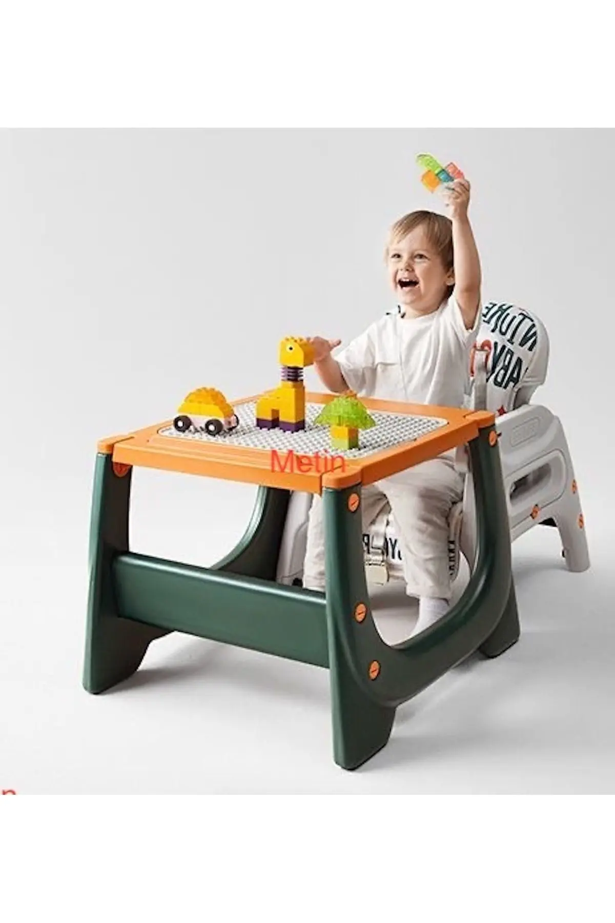 Çok Fonksiyonlu Turuncu Mama Sandalyesi / Masa-sandalye Takımı 6 Ay - 4 Yaşa Kadar (BC20)