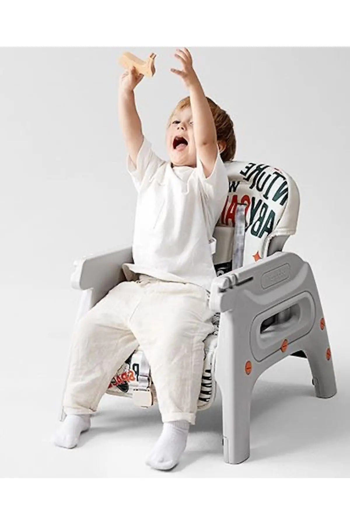 Çok Fonksiyonlu Turuncu Mama Sandalyesi / Masa-sandalye Takımı 6 Ay - 4 Yaşa Kadar (BC20)