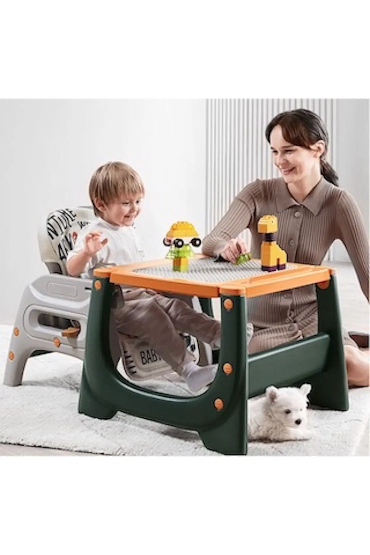 Çok Fonksiyonlu Turuncu Mama Sandalyesi / Masa-sandalye Takımı 6 Ay - 4 Yaşa Kadar (BC20)