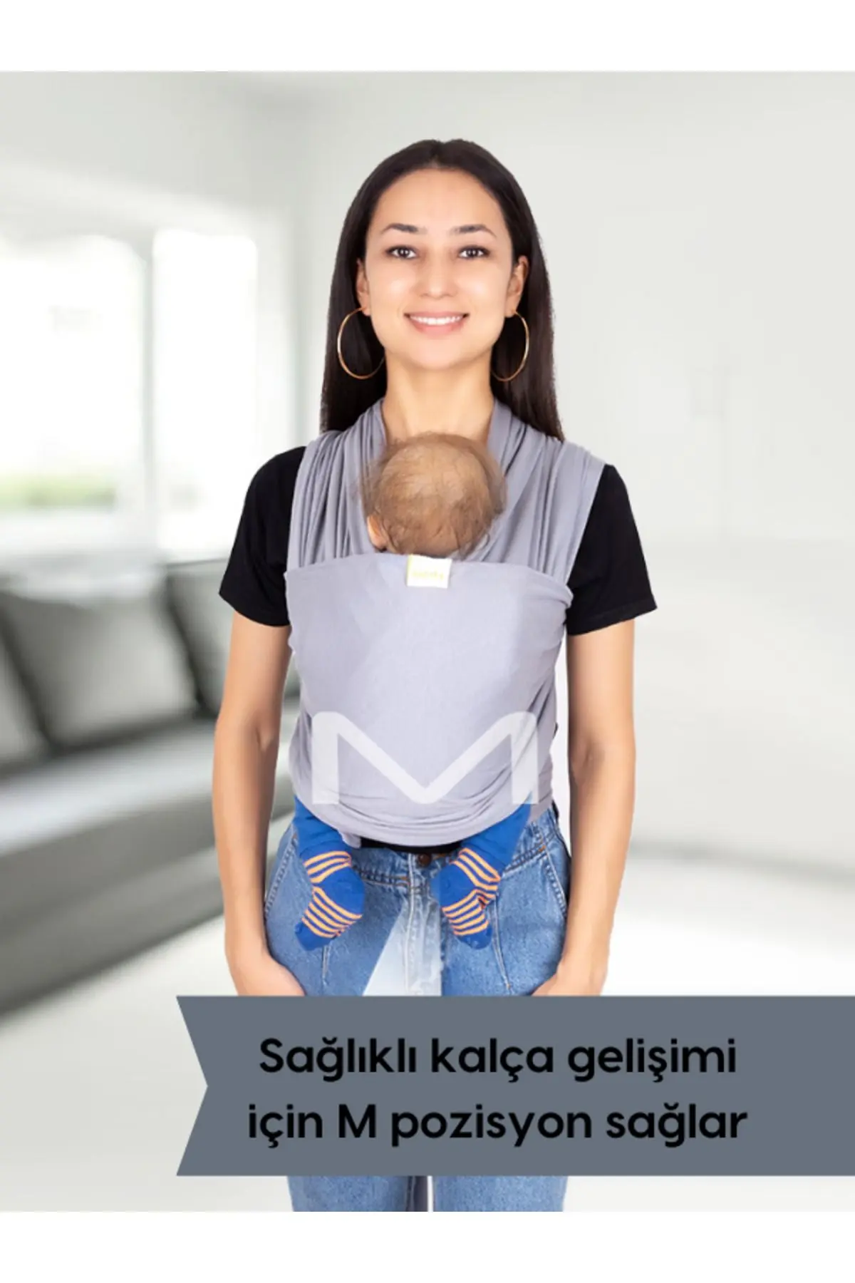 Bebek Sling Kanguru Gri Esnek Wrap Sling Bebek Taşıma Şalı Birinci Sınıf Pamuk Sling