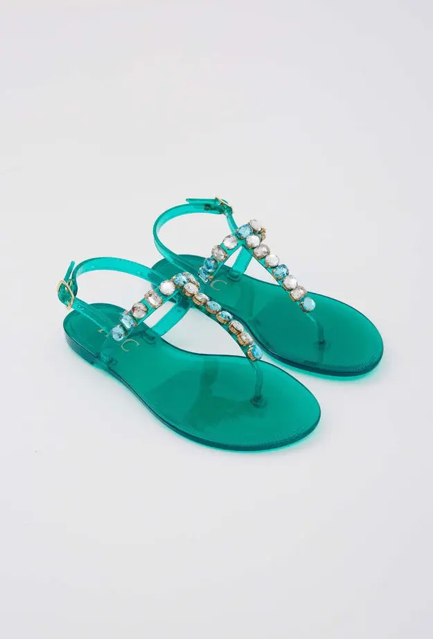 Tamer Tanca Tamer Tanca Kadın PVC Yeşil Düz Sandalet