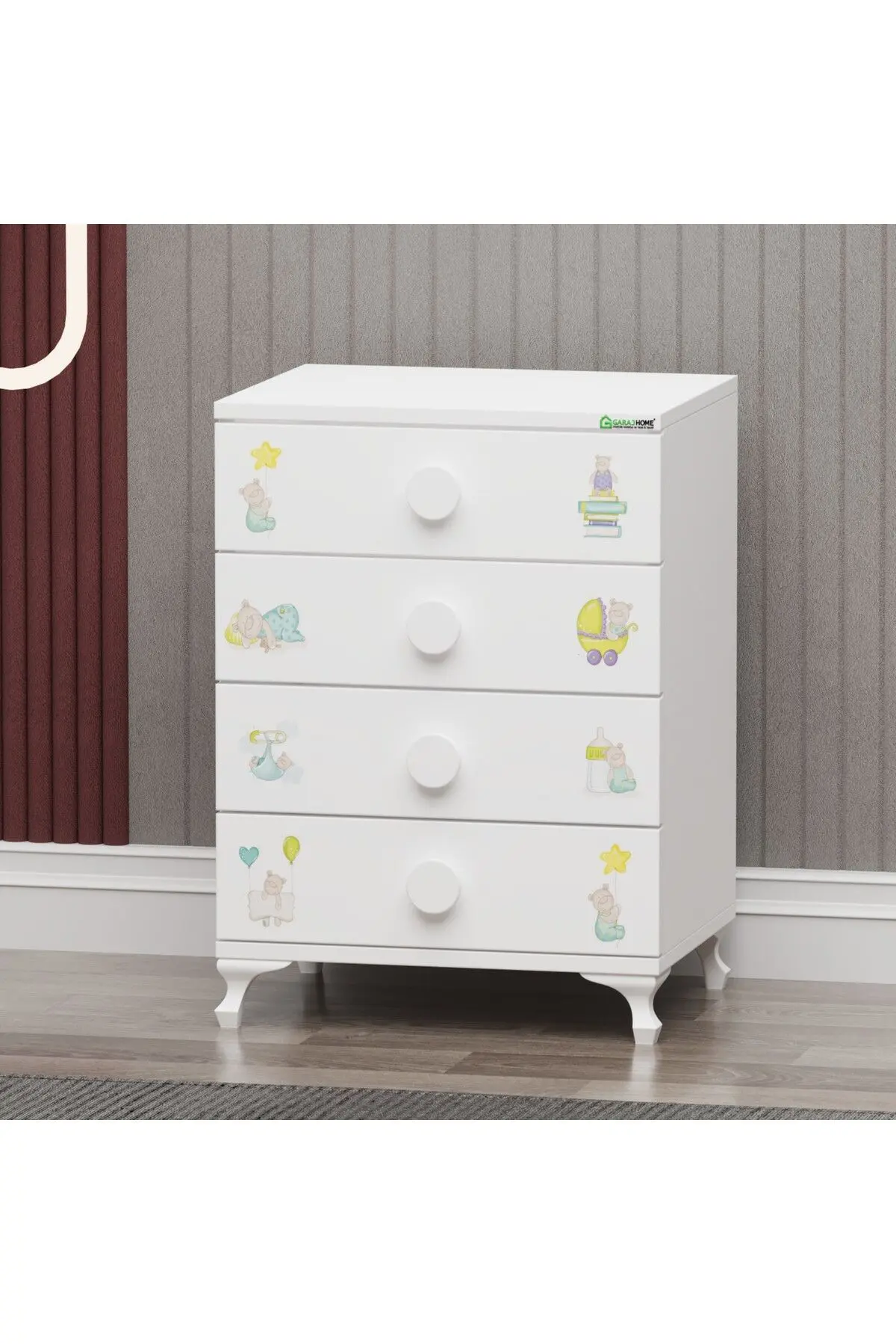 Melina Yıldız 4 Kapaklı Bebek Odası + Yatak + Uyku Seti - Ayıcık