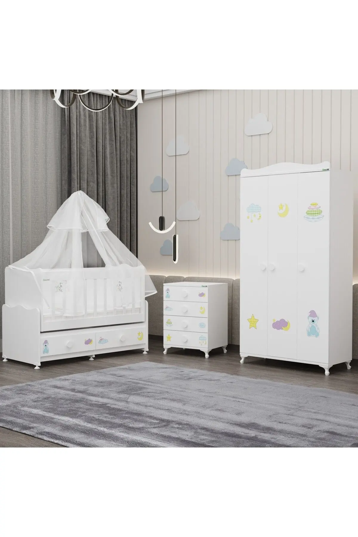 Garaj Home Elegant Yıldız 3 Bebek Odası Takımı Yatak Uykuseti - Uykucu