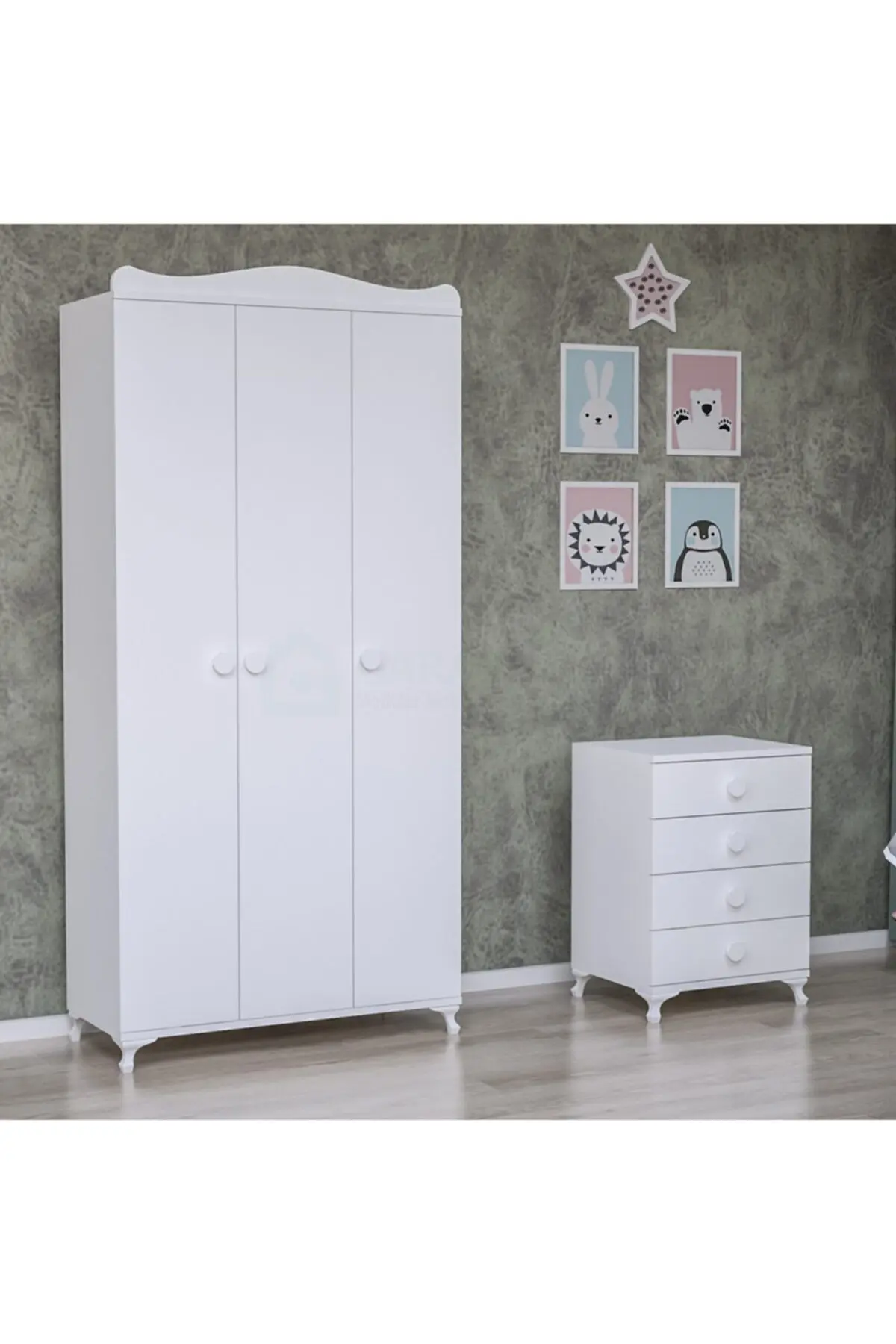 Elegant Yıldız 3 Kapaklı Bebek Odası Takımı - Yatak Ve Uyku Seti Kombinli Uyku Seti Mavi