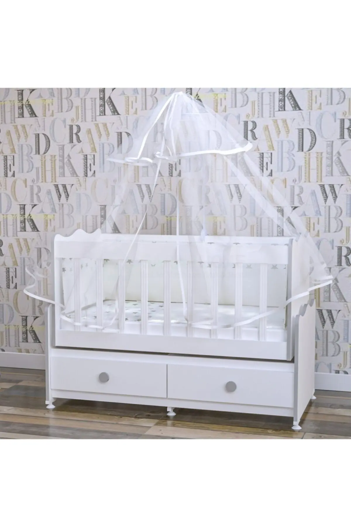 Elegant Yıldız 2 Kapaklı Bebek Odası Takımı - Yatak Ve Uyku Seti Kombinli-gri-mavi Uyku Seti