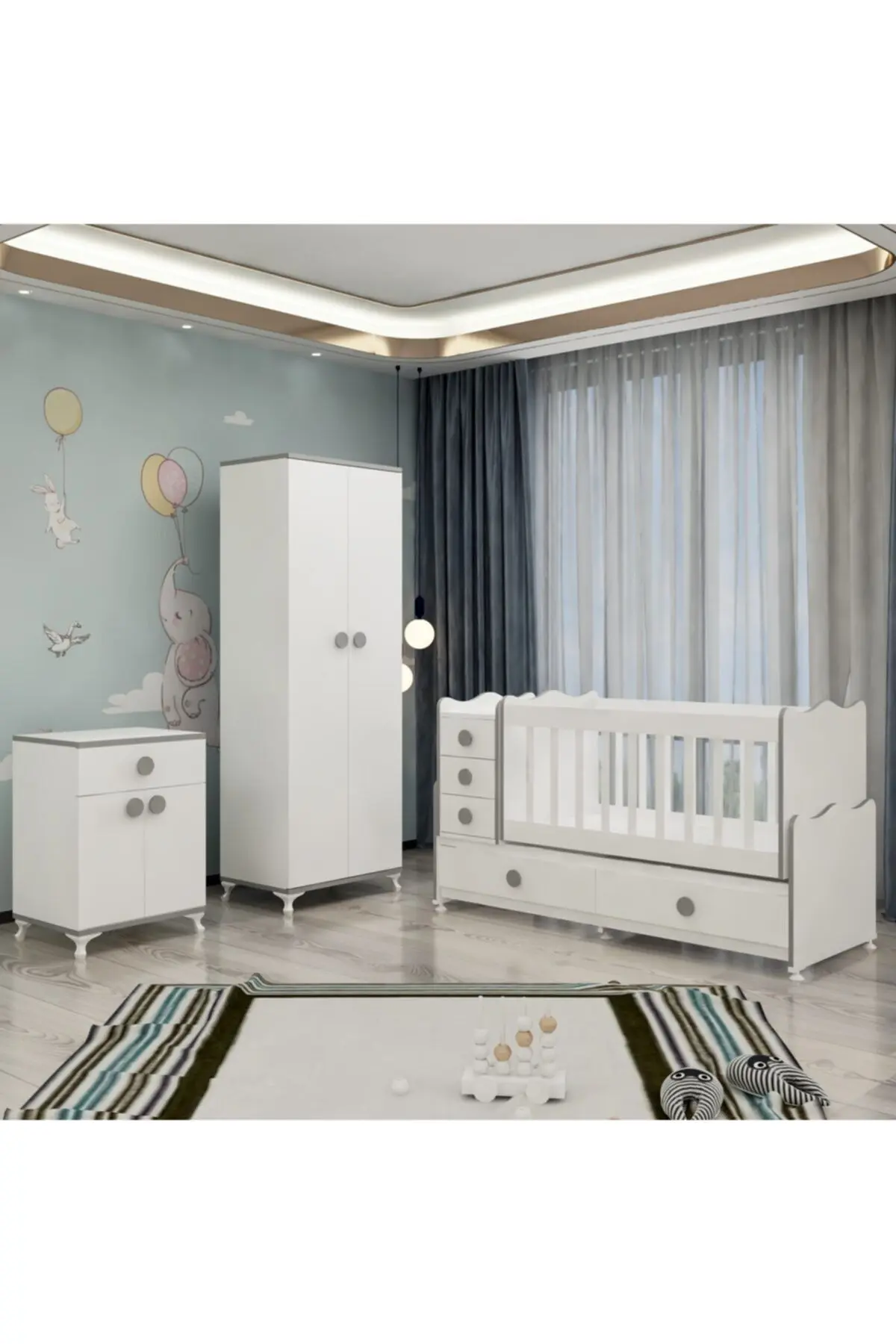 Garaj Home Melina Yıldız 2 Kapaklı Bebek Odası Takımı - Gri