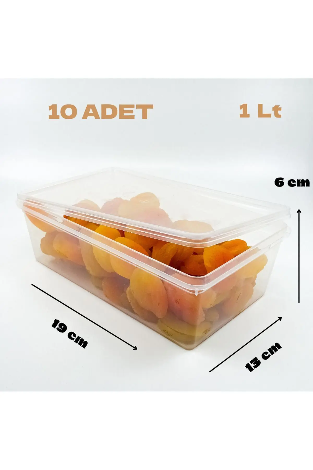 Plastik Saklama Kabı 1 Ltre 10 Adet Kendinden Kapaklı Dondurucu Kabı Hava Almaz 19x13x6 Cm