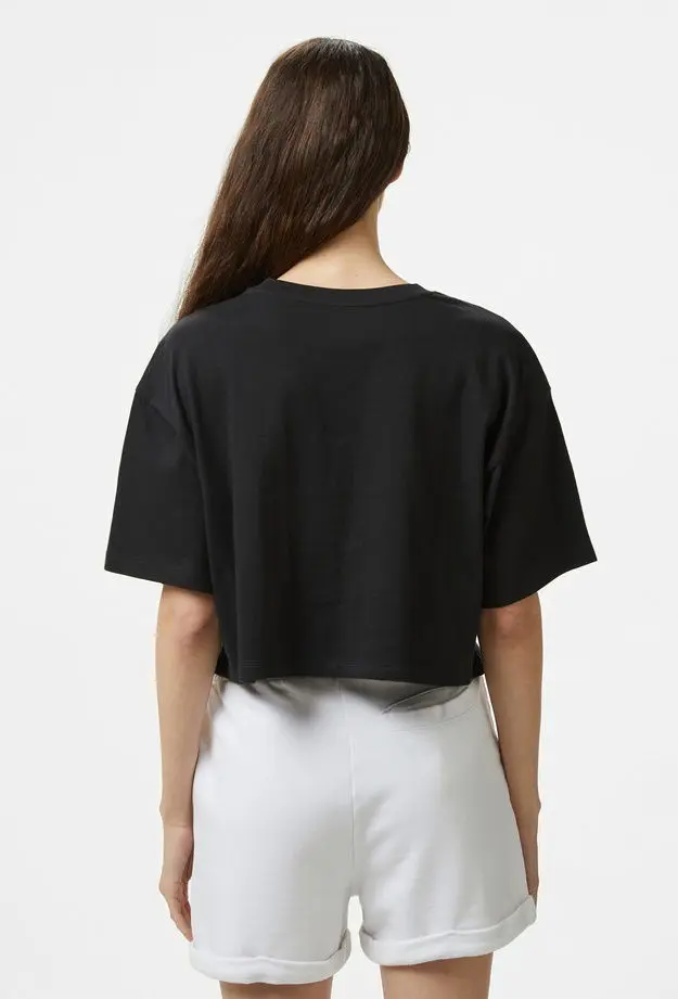 Vans Grinning Face Ss Relax Crop Kadın Siyah T-Shirt