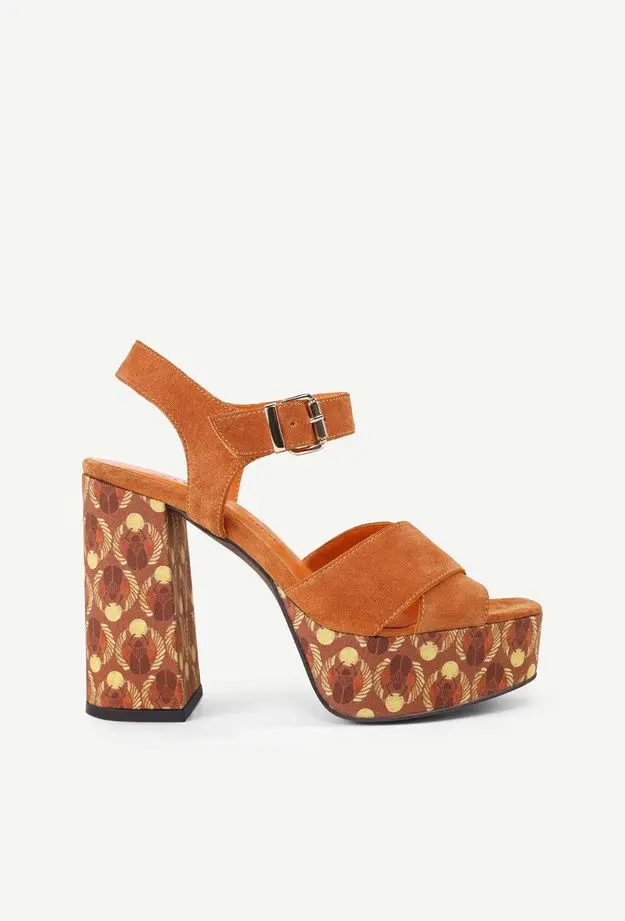 YARGICI Deri Platform Topuklu Sandalet