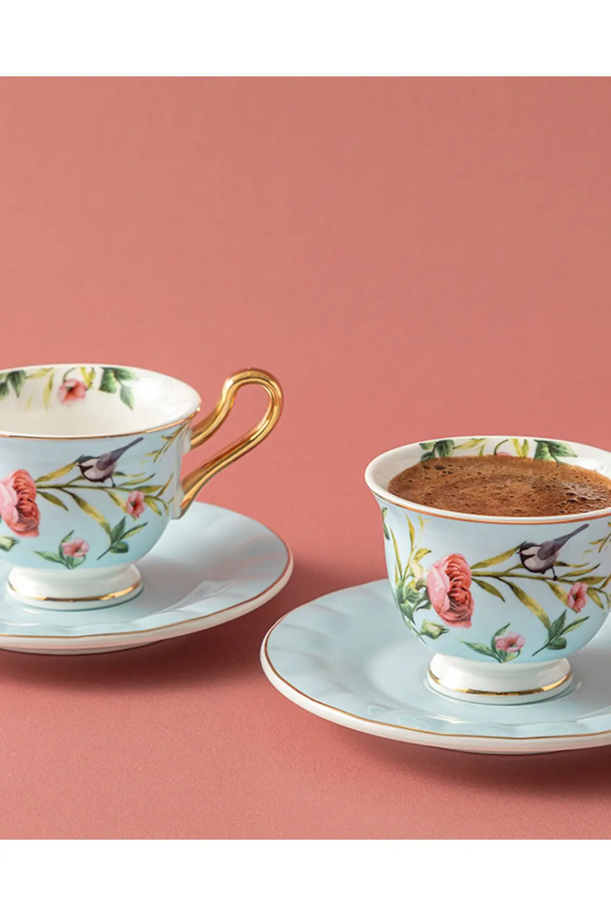 English Home Vanilla New Bone China 4 Parça 2 Kişilik Kahve Fincan Takımı Açık Mavi