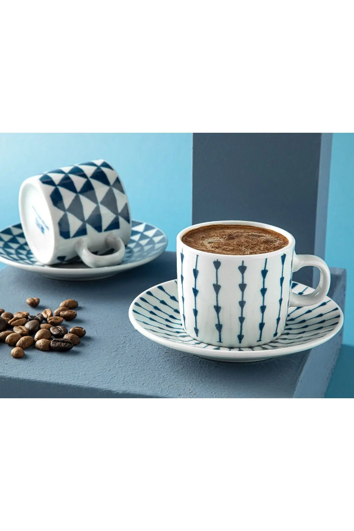 Home Trin Porselen 2'Li Kahve Fincan Takımı 80 Ml Lacivert Yeni Mdl 976538