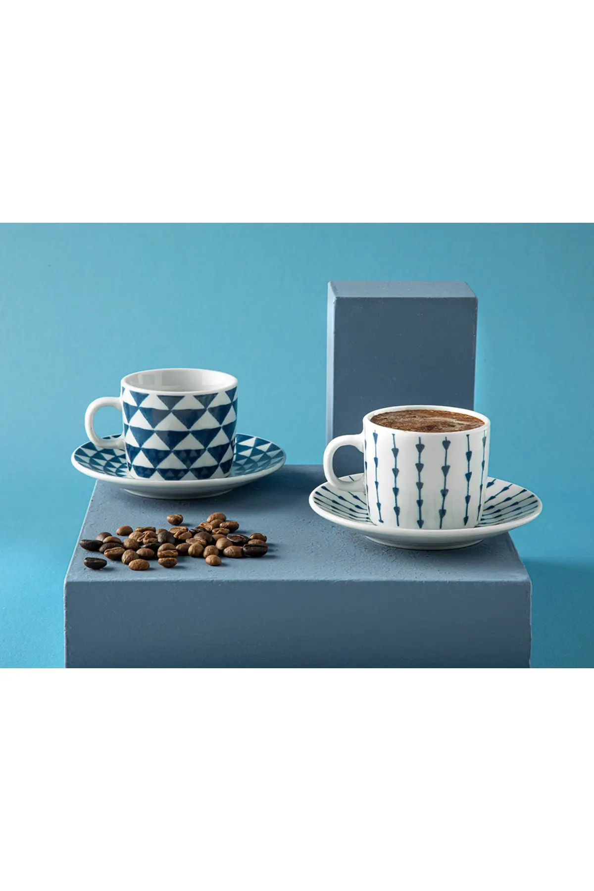 English Home Home Trin Porselen 2'Li Kahve Fincan Takımı 80 Ml Lacivert Yeni Mdl 976538