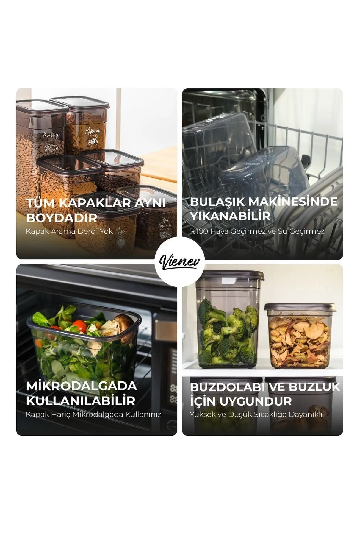 Beyaz Serigrafi Etiketli 12li Set Peggy Şeffaf Kapaklı Uzun Dikdörtgen Saklama Kabı 2 Litre