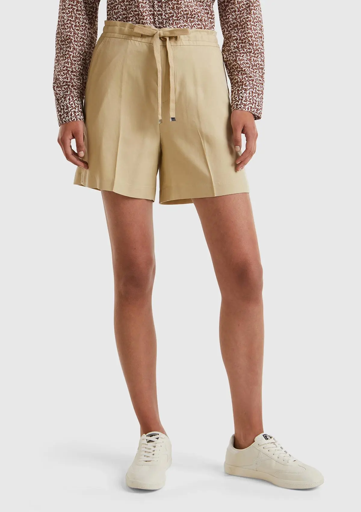 United Colors of Benetton Kadın Bej %100 Liyosel Beli İpli Şort